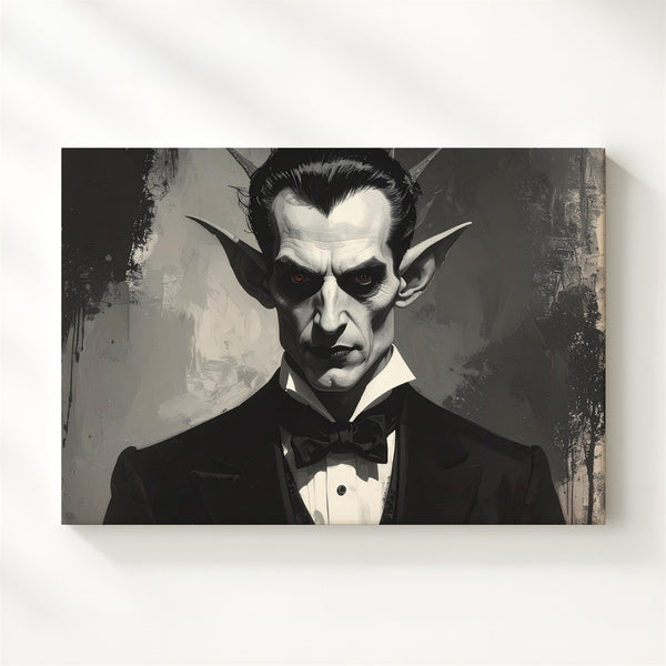 Aristocratic Vampire Portrait Canvas – Gothic Halloween Undead Elegance - Gifitto