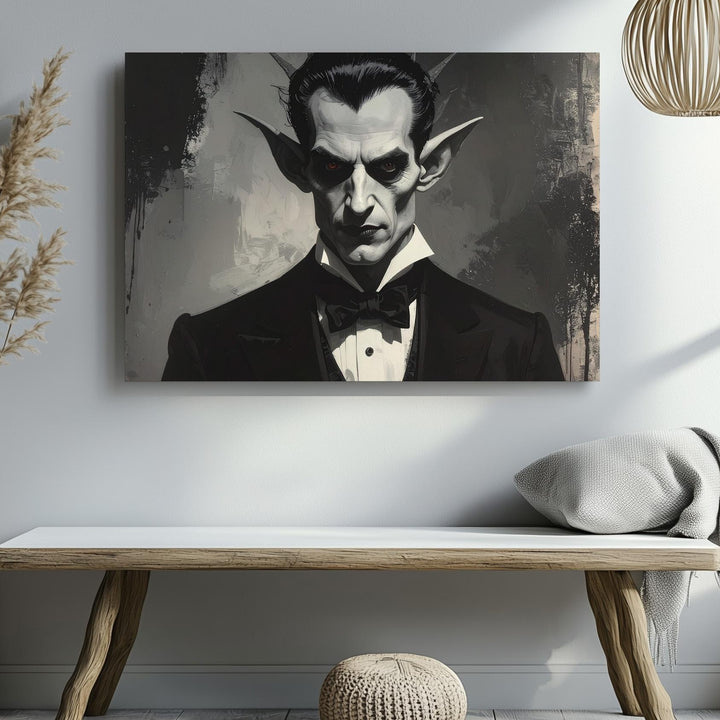 Aristocratic Vampire Portrait Canvas – Gothic Halloween Undead Elegance - Gifitto