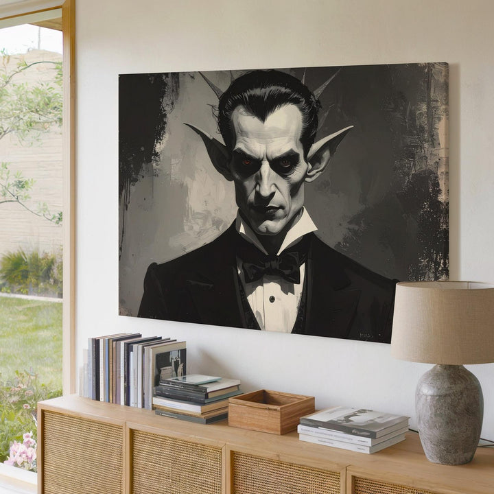 Aristocratic Vampire Portrait Canvas – Gothic Halloween Undead Elegance - Gifitto