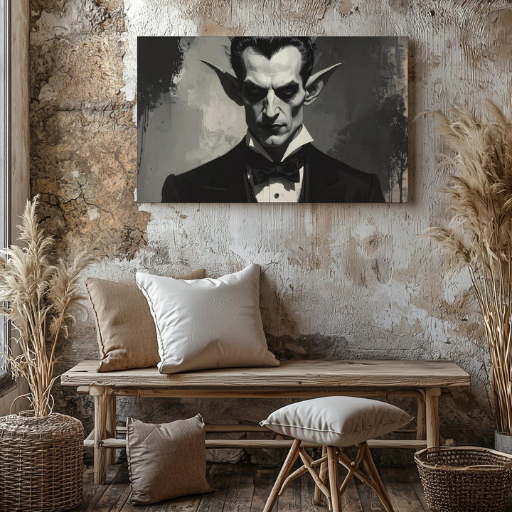 Aristocratic Vampire Portrait Canvas – Gothic Halloween Undead Elegance - Gifitto