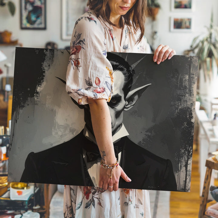 Aristocratic Vampire Portrait Canvas – Gothic Halloween Undead Elegance - Gifitto