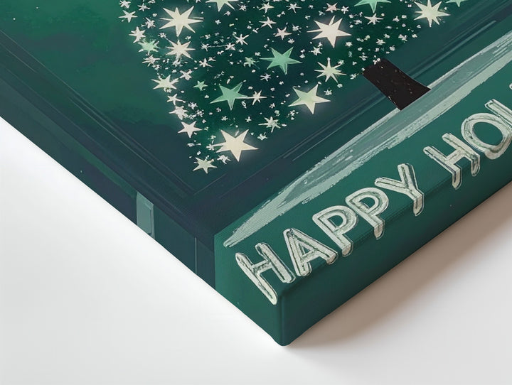 Star Tree “Happy Holidays” Canvas – Modern Minimal Christmas Wall Art - Gifitto