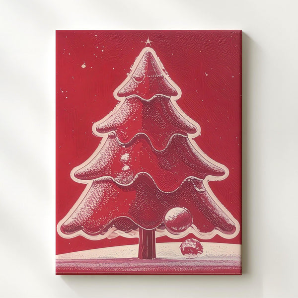 Retro White Tree Silhouette Canvas – Bold Minimalist Christmas Wall Art - Gifitto