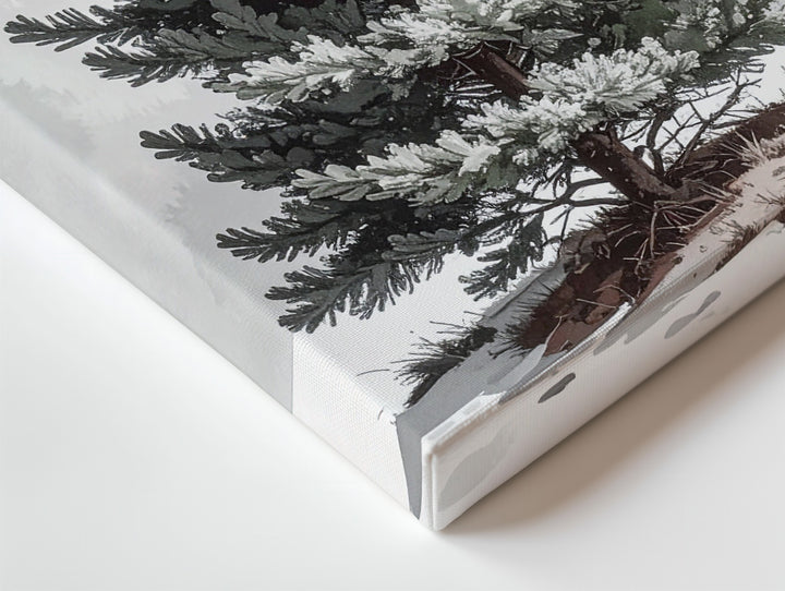 Watercolor Fir Tree Canvas – Elegant Minimal Winter Forest Wall Art - Gifitto