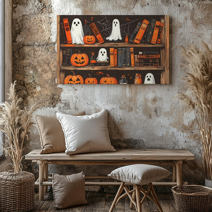 Pumpkin Patch Barn Canvas – Autumn Crow & Fox Farm Scene Wall Art - Gifitto
