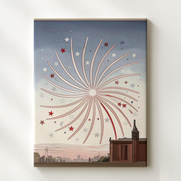 Elegant Firework Burst Canvas – Minimalist 4th of July Celebration Art - Gifitto