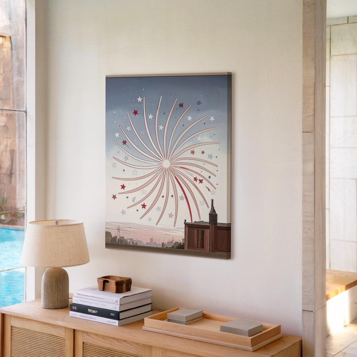 Elegant Firework Burst Canvas – Minimalist 4th of July Celebration Art - Gifitto