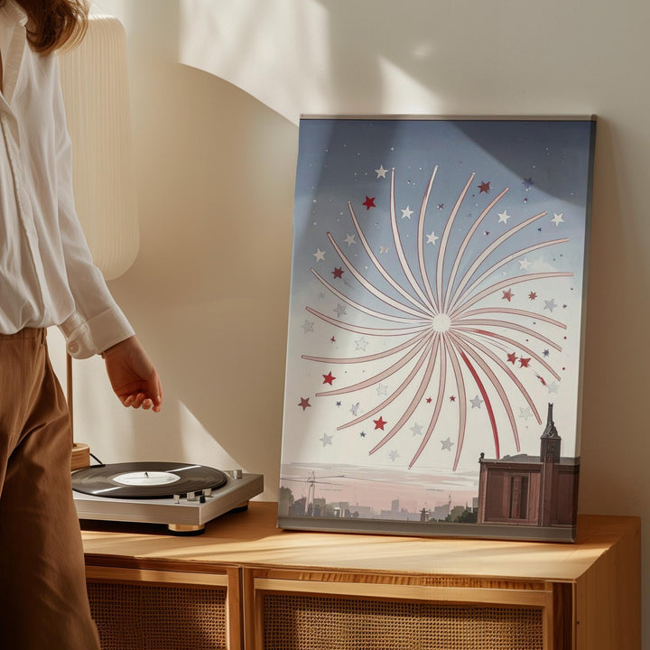 Elegant Firework Burst Canvas – Minimalist 4th of July Celebration Art - Gifitto