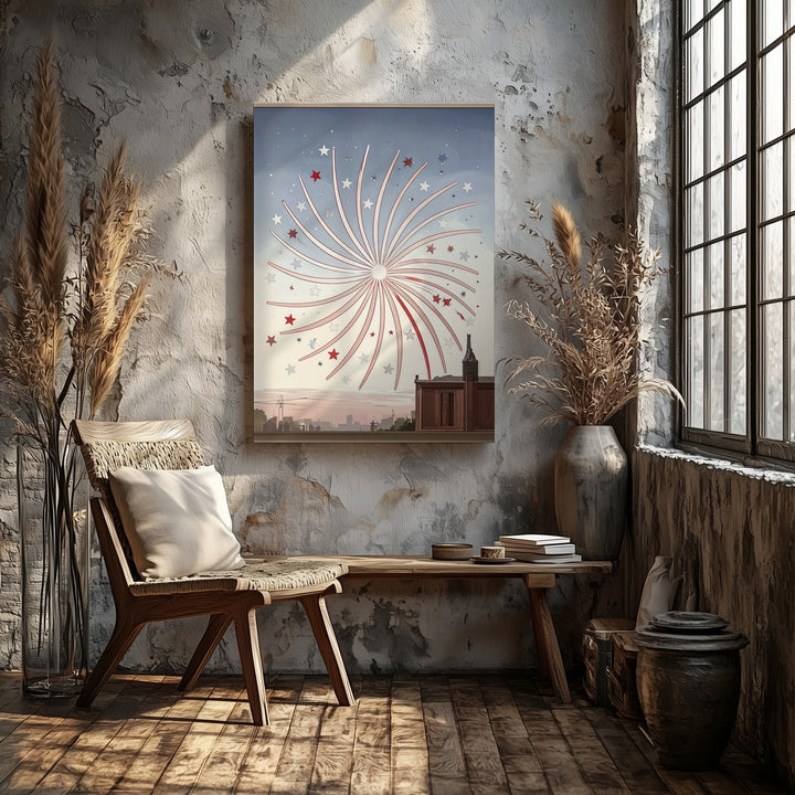 Elegant Firework Burst Canvas – Minimalist 4th of July Celebration Art - Gifitto