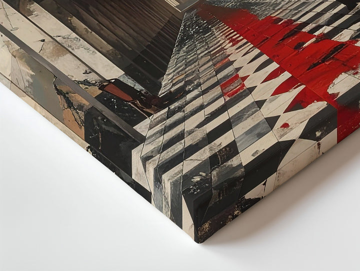 Liminal Corridor Canvas – Surreal Marble Arches with Eye & Headless Guard - Gifitto