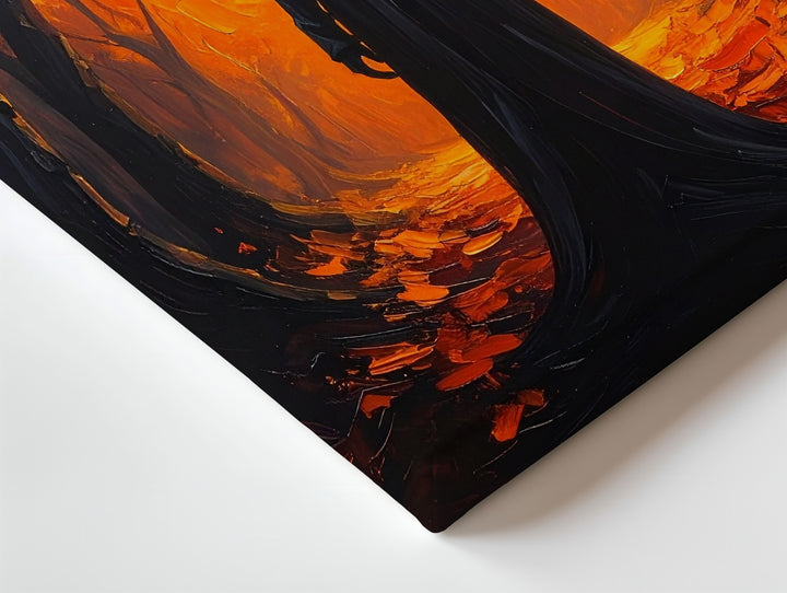 Pumpkin Spirit in Forest Tunnel Canvas – Surreal Fantasy Halloween Wall Art - Gifitto