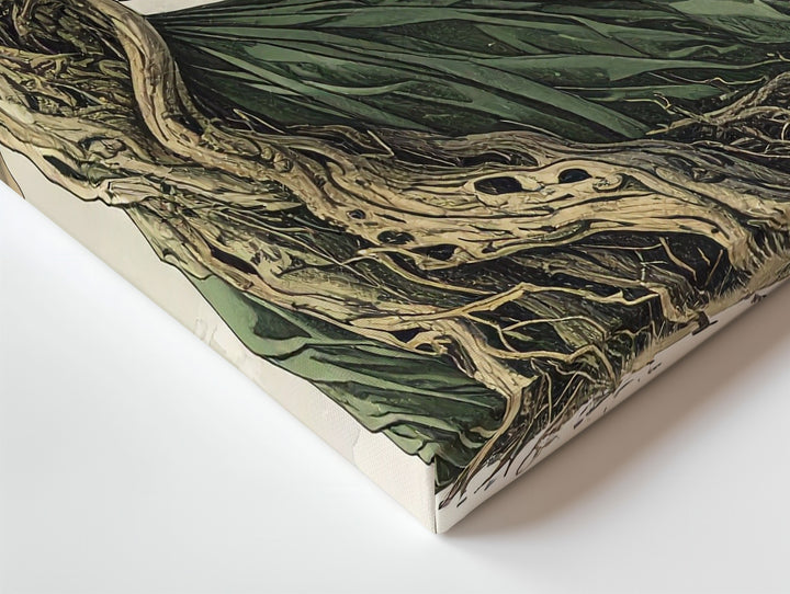 Dryad Spirit Canvas – Surreal Tree-Headed Forest Witch Wall Art - Gifitto