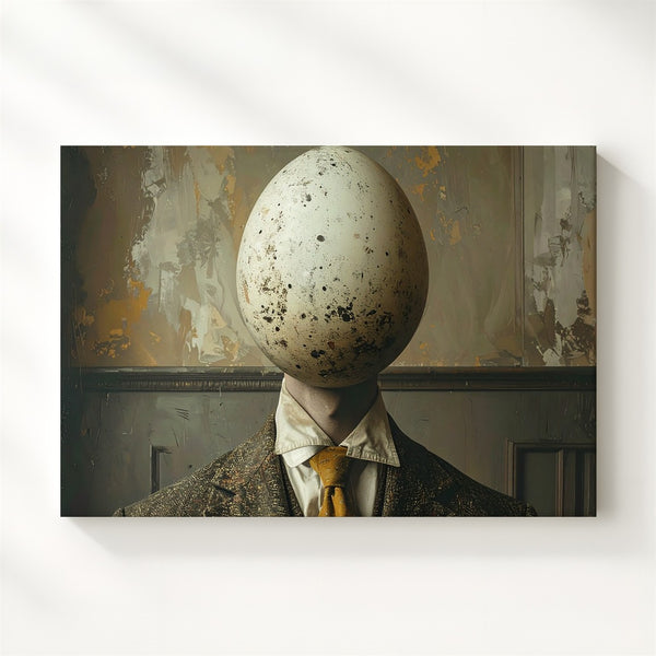 Egg-Head Gentleman Canvas – Surreal Vintage Identity Wall Art - Gifitto