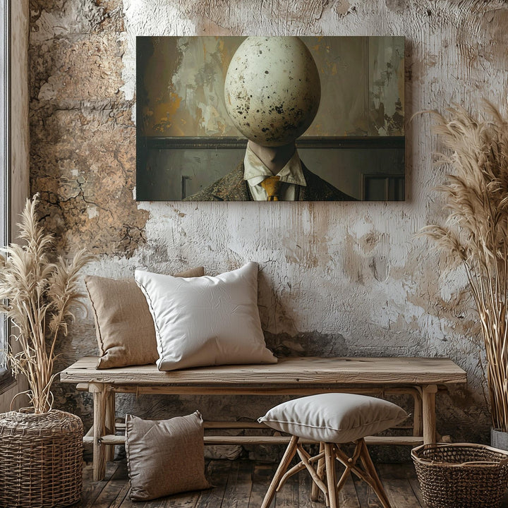Egg-Head Gentleman Canvas – Surreal Vintage Identity Wall Art - Gifitto