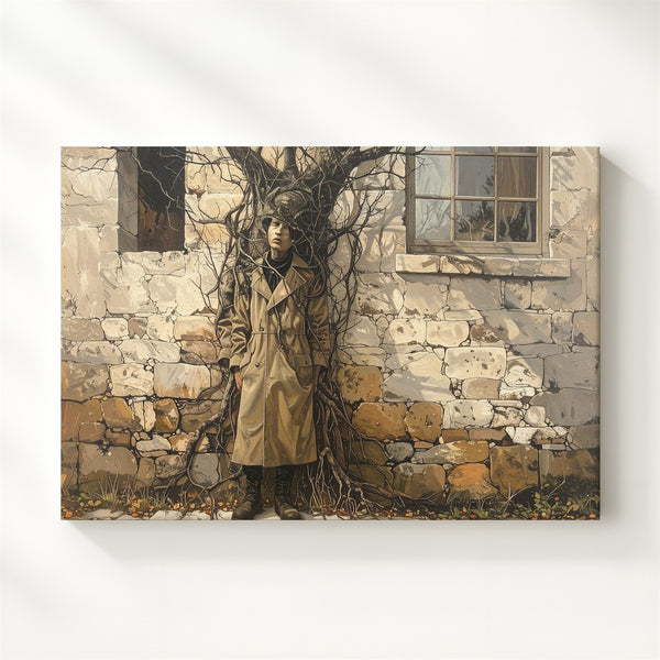 Tree-Headed Spirit Canvas – Surreal Halloween Wall Art of Nature & Form - Gifitto