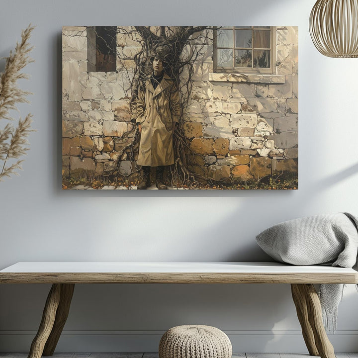 Tree-Headed Spirit Canvas – Surreal Halloween Wall Art of Nature & Form - Gifitto