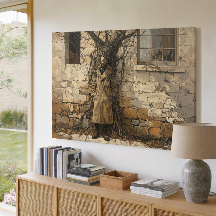 Tree-Headed Spirit Canvas – Surreal Halloween Wall Art of Nature & Form - Gifitto