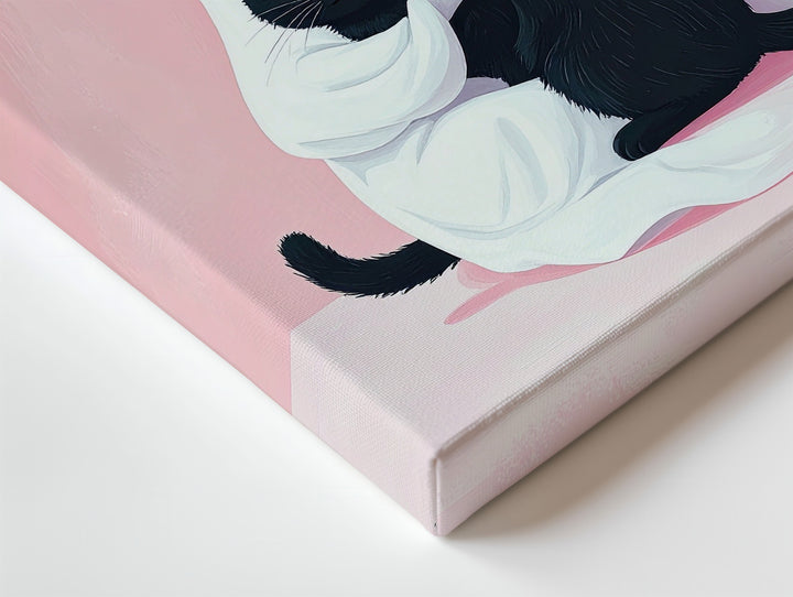 Ghost & Black Cat Hug Canvas – Cute Pastel Halloween Wall Art - Gifitto