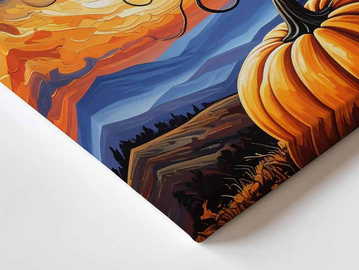 Van Gogh-Inspired Pumpkin Tree Canvas – Surreal Halloween Night Art - Gifitto
