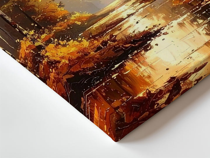 Autumn Forest Path Canvas – Symmetrical Woodland Glow in Halloween Hues - Gifitto