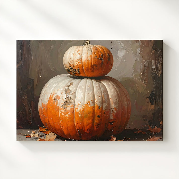 Harvest Totem Pumpkin Canvas – Rustic Autumn Stack with Halloween Charm - Gifitto