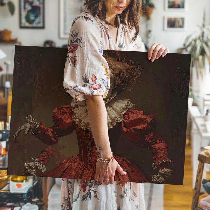 Haunted Clown Ballerina Canvas – Skeletal Horror in Tattered Elegance - Gifitto