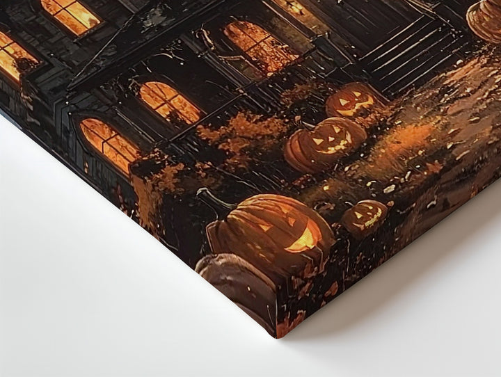Haunted Mansion & Pumpkins Canvas – Gothic Halloween Fantasy Wall Art - Gifitto
