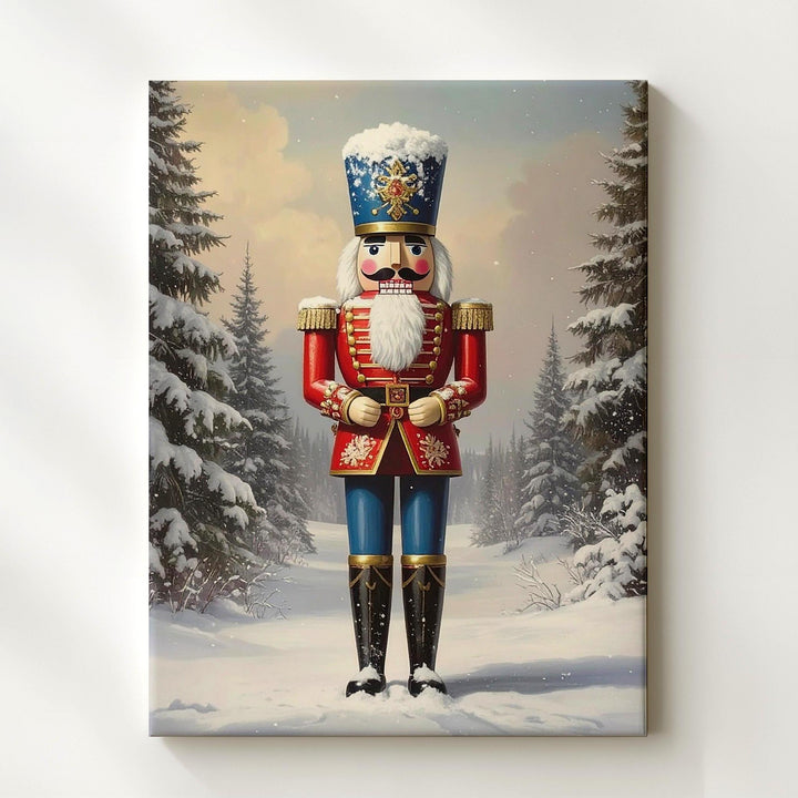 Classic Nutcracker in the Snow Canvas – Vintage Holiday Childhood Wall Art - Gifitto