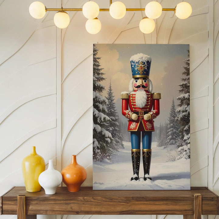 Classic Nutcracker in the Snow Canvas – Vintage Holiday Childhood Wall Art - Gifitto