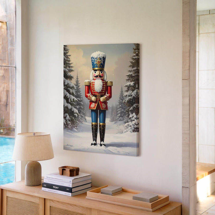 Classic Nutcracker in the Snow Canvas – Vintage Holiday Childhood Wall Art - Gifitto