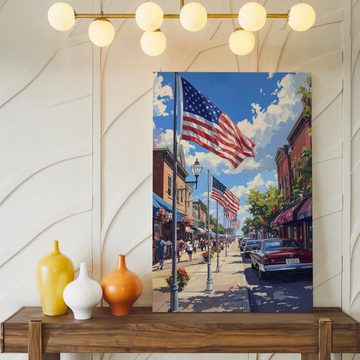 Main Street 4th of July Canvas – Patriotic Small-Town Celebration Wall Art - Gifitto