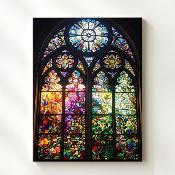 Stained Glass Window Canvas – Vibrant Christian Wall Art of Sacred Light and Gothic Elegance - Gifitto