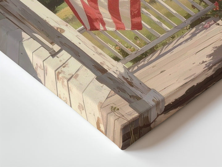 Vintage Porch Flag Canvas – Rustic American Homestead Wall Art - Gifitto