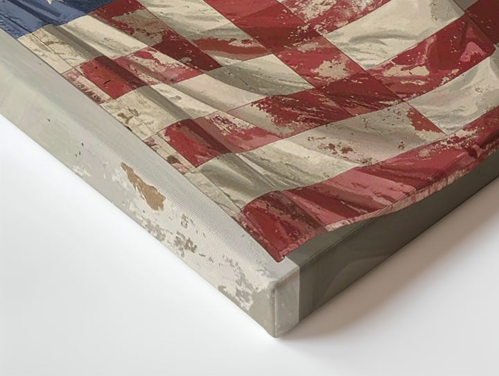 Worn Vertical Flag Canvas – Vintage American Spirit Wall Art - Gifitto