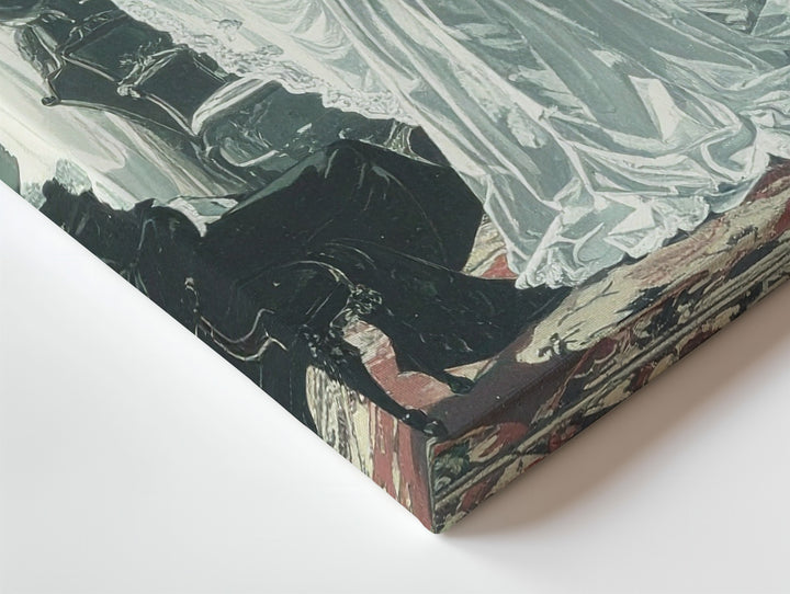 Victorian Ghost Parlor Canvas – Vintage Haunted Gathering in Spectral Green - Gifitto