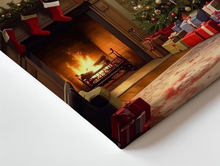 Nostalgic Christmas Room Canvas – Tree, Fireplace & Family Holiday Scene - Gifitto