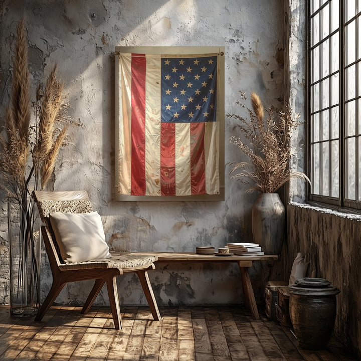 13-Star Vintage Flag Canvas – Rustic Historical American Wall Art - Gifitto