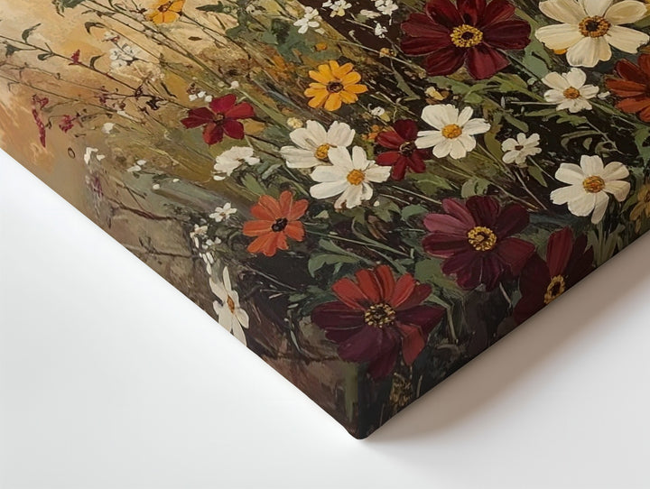 Wooden Cross in Wildflower Field Canvas – Peaceful Christian Wall Art of Nature and Sacred Serenity - Gifitto