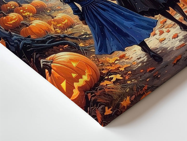 Witch Sisters in Moonlit Forest Canvas – Enchanted Halloween Wall Art - Gifitto