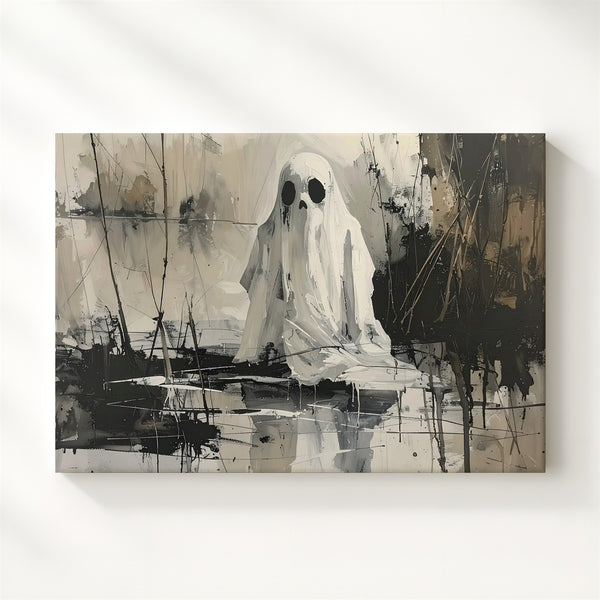 Echo in the Marsh Canvas – Melancholy Ghost Above Reflective Water - Gifitto