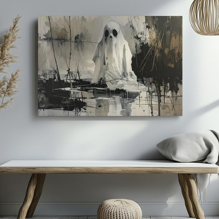 Echo in the Marsh Canvas – Melancholy Ghost Above Reflective Water - Gifitto