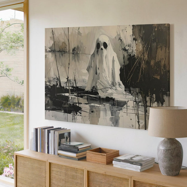 Echo in the Marsh Canvas – Melancholy Ghost Above Reflective Water - Gifitto