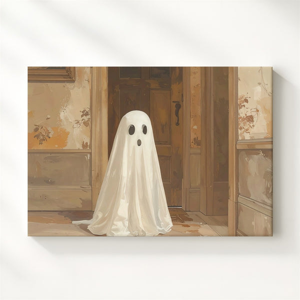 Ghost in the Hallway Canvas – Quiet Domestic Haunting Wall Art - Gifitto