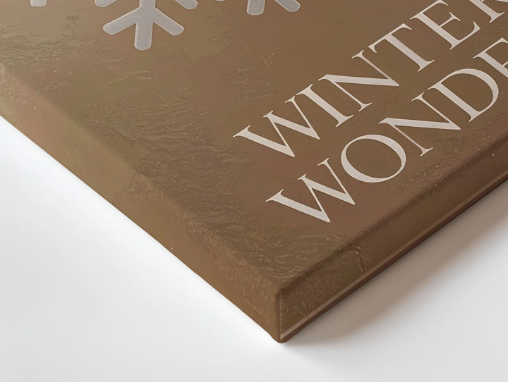 Winter Wonder Snowflake Canvas – Minimalist Tan Holiday Typography Wall Art - Gifitto