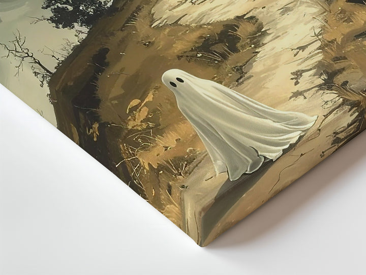 Ghost on Church Hill Canvas – Haunted Gothic Pathway Halloween Art - Gifitto
