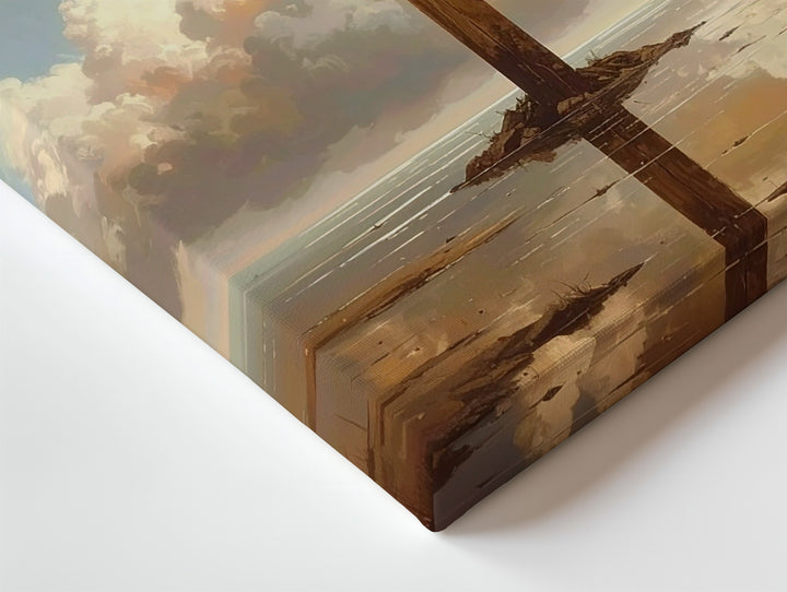 Reflected Cross in Water Canvas – Ethereal Christian Wall Art of Peace, Baptism, and Divine Connection - Gifitto