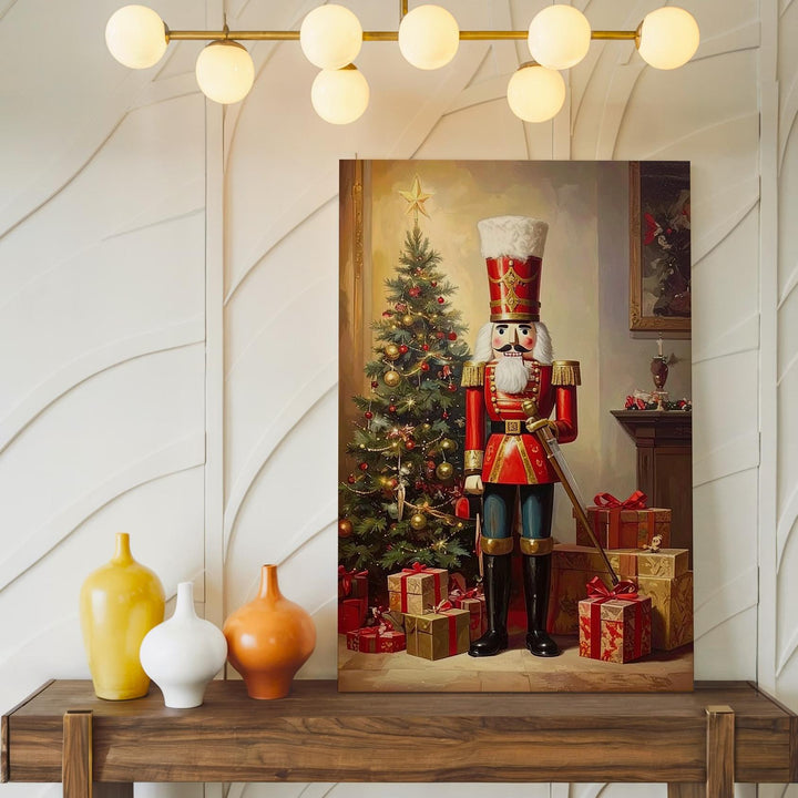 Classic Nutcracker & Tree Canvas – Festive Christmas Nostalgia Wall Art - Gifitto