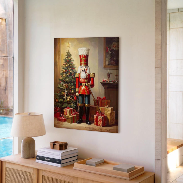 Classic Nutcracker & Tree Canvas – Festive Christmas Nostalgia Wall Art - Gifitto