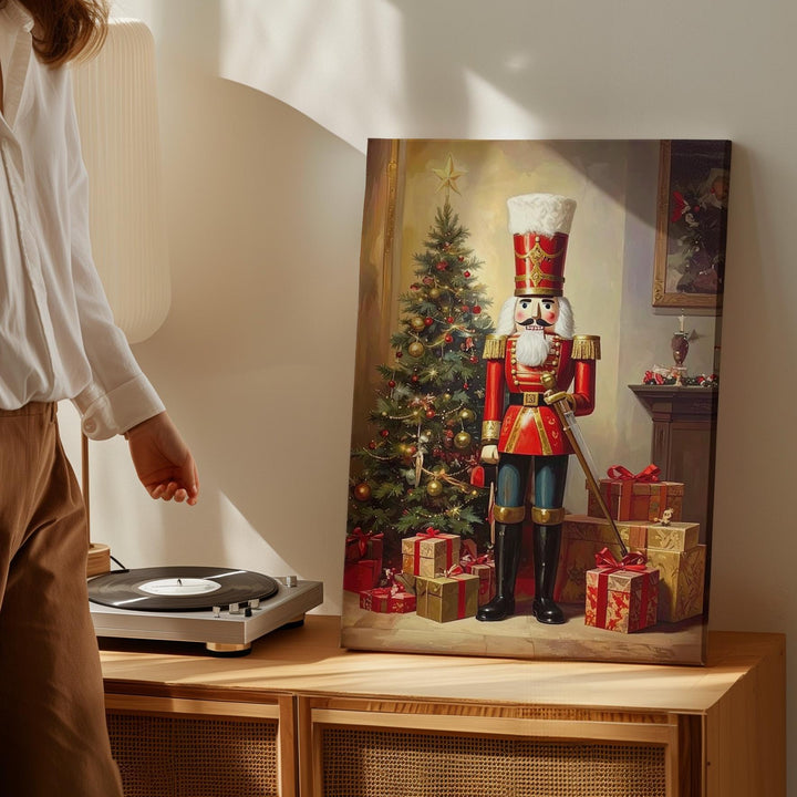 Classic Nutcracker & Tree Canvas – Festive Christmas Nostalgia Wall Art - Gifitto