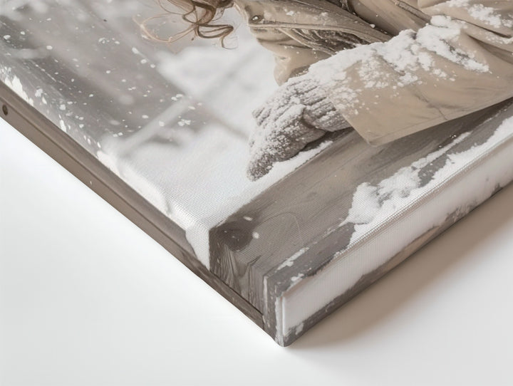 Child at Frosted Window Canvas – Cozy Christmas Wonder & Winter Snow Art - Gifitto